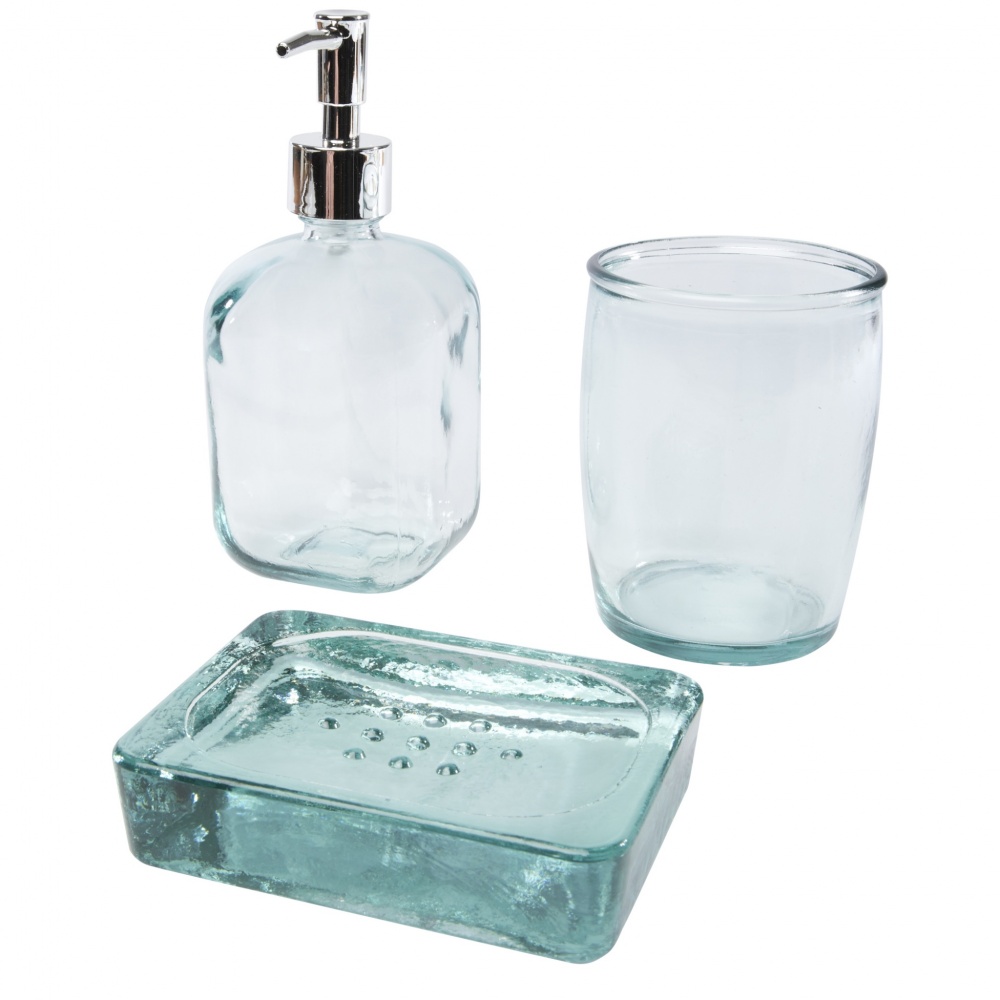 Logo trade business gifts image of: Jabony 3-piece recycled glass bathroom set