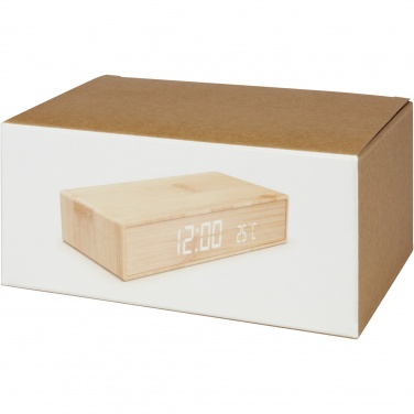 Logotrade promotional giveaway image of: Minata bamboo wireless charger with clock