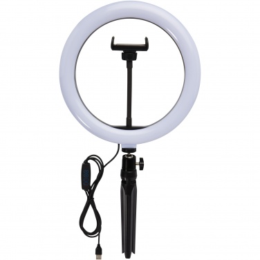 Logo trade promotional products image of: Studio ring light for selfies and vlogging with phone holder and tripod
