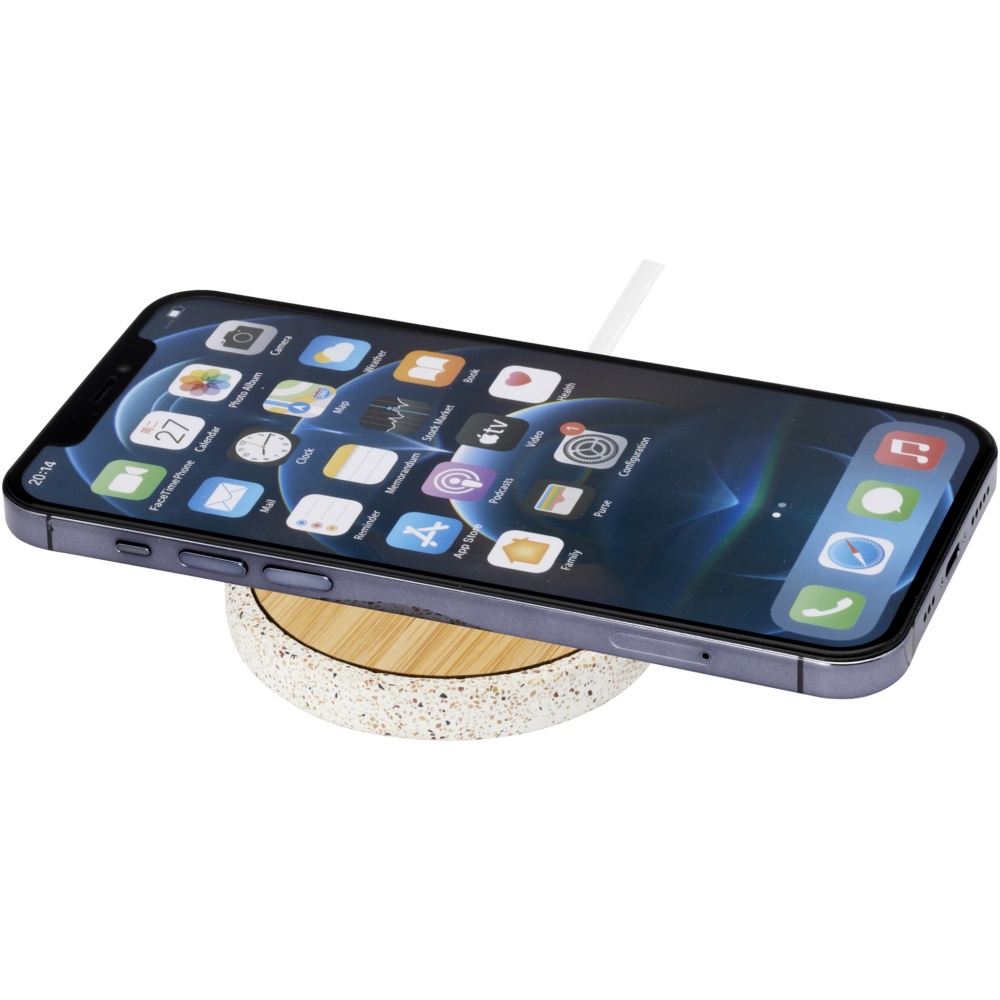 Logo trade promotional giveaways picture of: Terrazzo 10W wireless bamboo charging pad