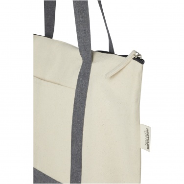 Logo trade promotional item photo of: Repose 320 g/m² recycled cotton zippered tote bag 10L
