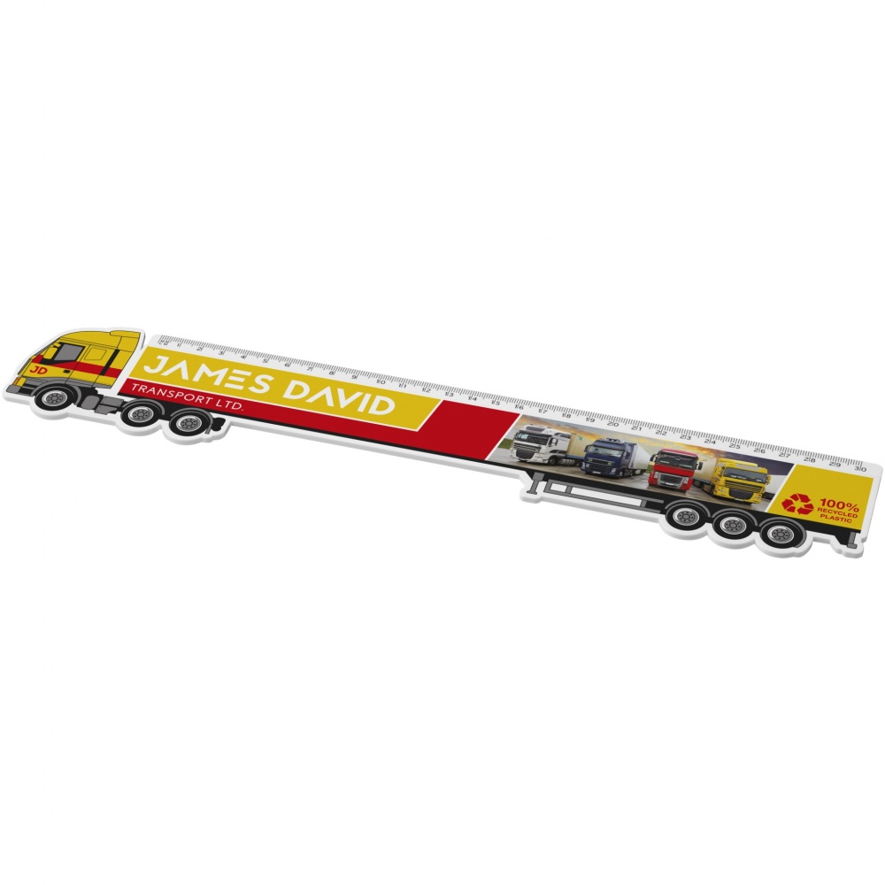 Logo trade promotional gifts picture of: Tait 30cm lorry-shaped recycled plastic ruler