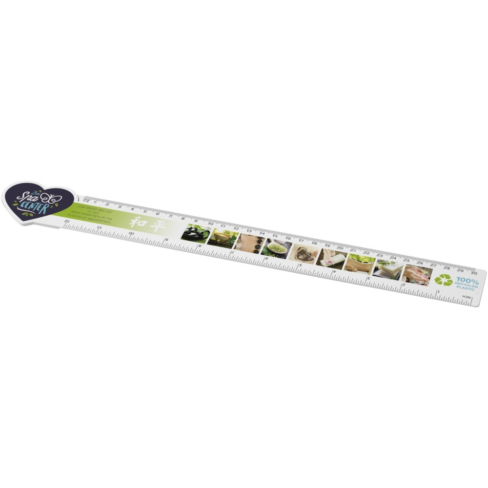 Logotrade promotional product image of: Tait 30cm heart-shaped recycled plastic ruler
