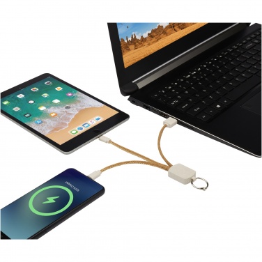 Logo trade promotional items image of: Bates wheat straw and cork 3-in-1 charging cable