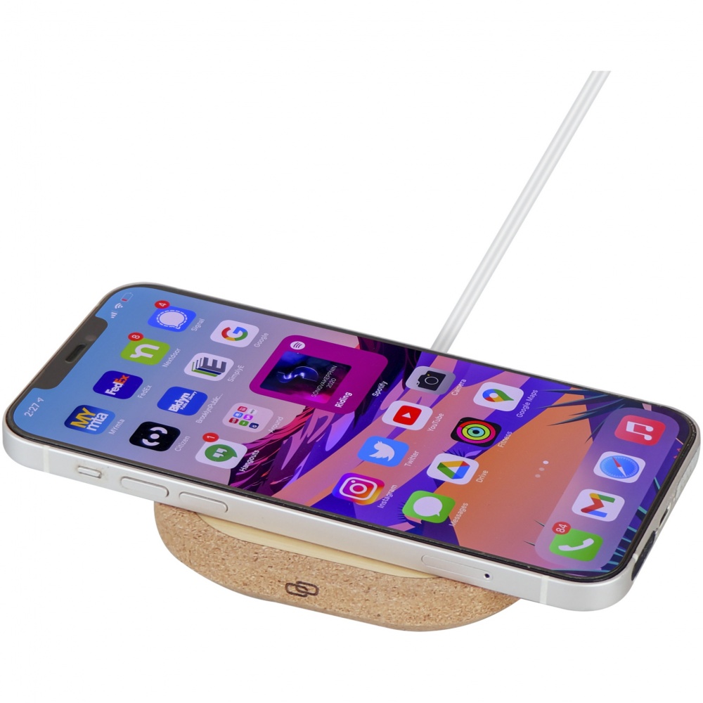 Logotrade promotional item image of: Cerris 15W cork wireless charging pad