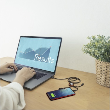 Logo trade promotional merchandise picture of: SCX.design C36 3-in-1 rPET light-up logo extended charging cable with round bamboo casing