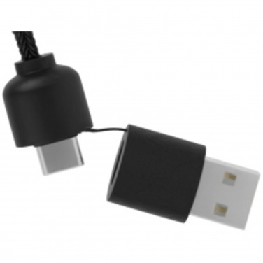 Logotrade advertising products photo of: SCX.design C38 5-in-1 rPET light-up logo charging cable with squared wooden casing