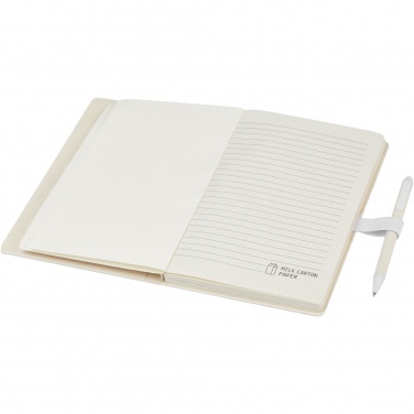 Logo trade advertising product photo of: Dairy Dream A5 size reference recycled milk cartons notebook and ballpoint pen set