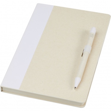 Logo trade corporate gifts image of: Dairy Dream A5 size reference recycled milk cartons notebook and ballpoint pen set