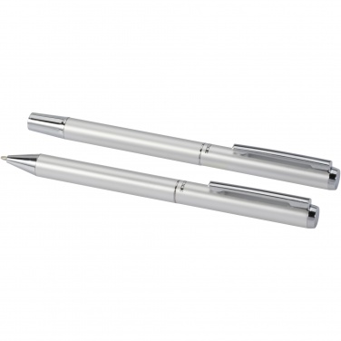 Logotrade promotional product picture of: Lucetto recycled aluminium ballpoint and rollerball pen gift set