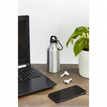 Logotrade advertising product picture of: Oregon 400 ml RCS certified recycled aluminium water bottle with carabiner