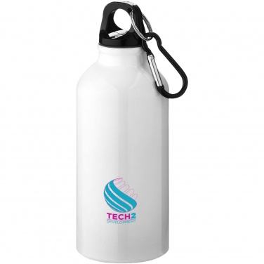 Logo trade business gift photo of: Oregon 400 ml RCS certified recycled aluminium water bottle with carabiner