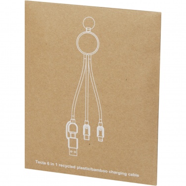 Logotrade promotional merchandise image of: Tecta 6-in-1 recycled plastic/bamboo charging cable with keyring