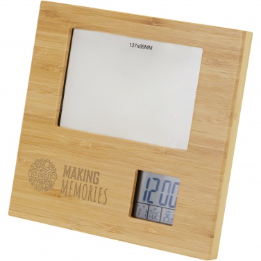 Logo trade promotional gift photo of: Sasa bamboo photo frame with thermometer