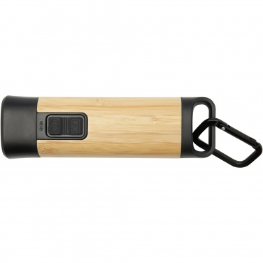 Logotrade promotional gift image of: Kuma bamboo/RCS recycled plastic torch with carabiner