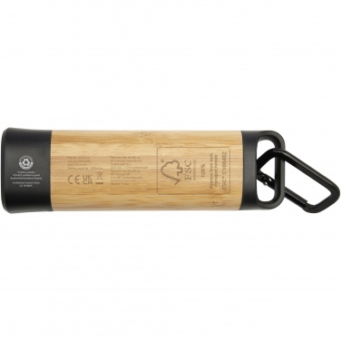 Logo trade promotional giveaways picture of: Kuma bamboo/RCS recycled plastic torch with carabiner