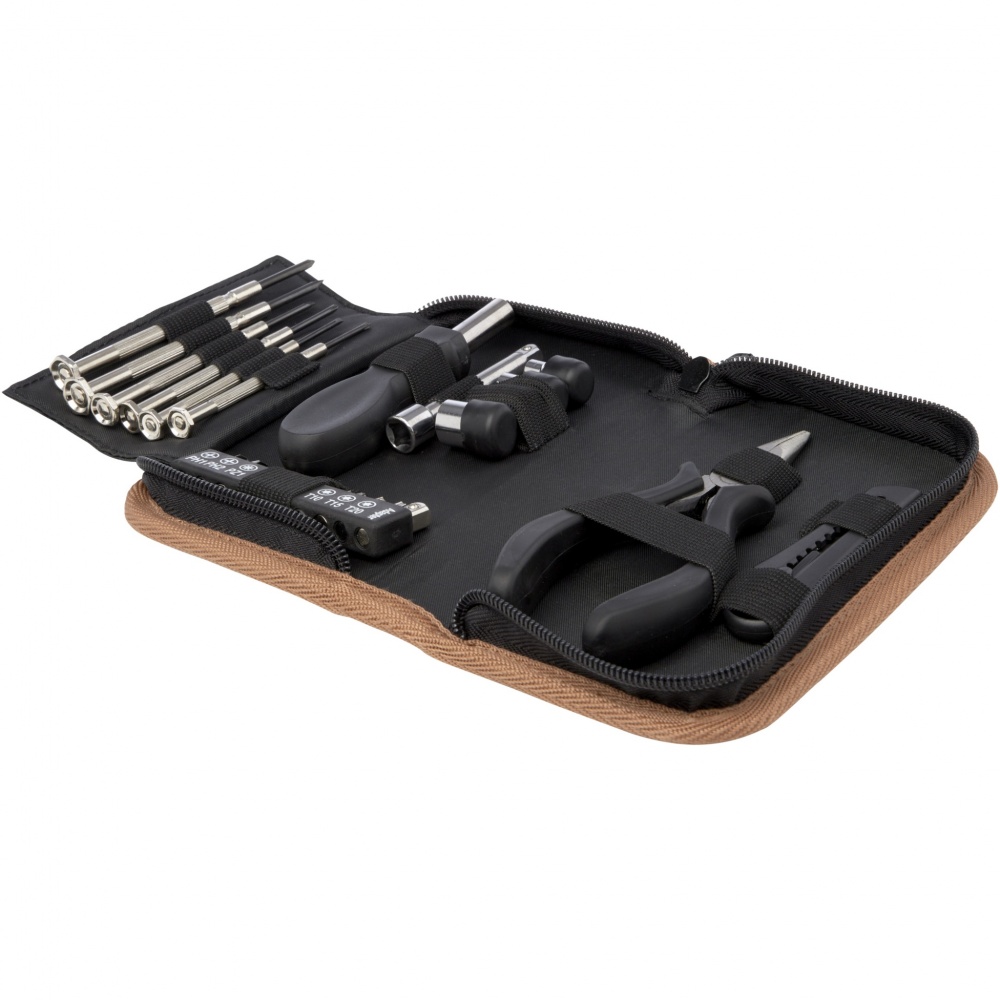 Logo trade promotional giveaways image of: Spike 24-piece RCS recycled plastic tool set with cork pouch