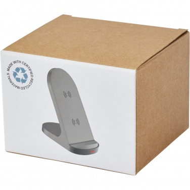 Logo trade advertising products image of: Loop 15W dual coil RCS recycled plastic wireless charging stand
