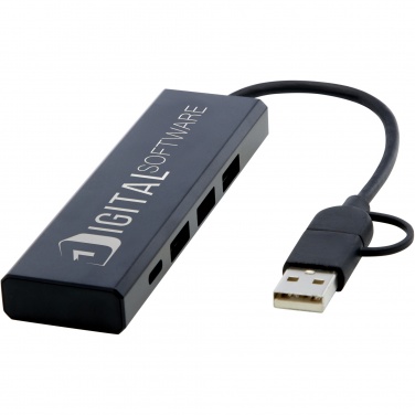 Logo trade promotional products image of: Rise RCS recycled aluminium USB 2.0 hub