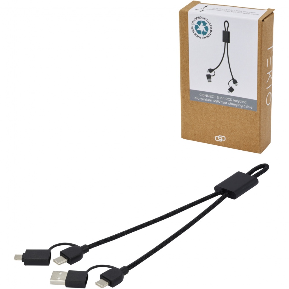 Logotrade advertising product picture of: Connect 6-in-1 RCS recycled aluminium 45W quick charge & data transfer cable
