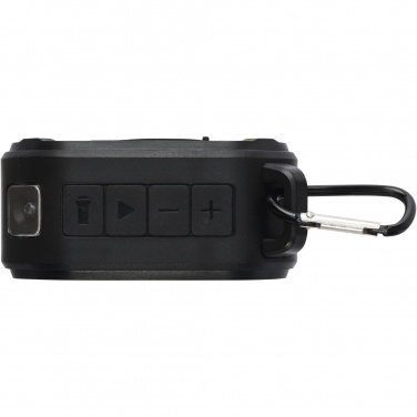 Logotrade promotional giveaways photo of: Solo 3W IPX5 RCS recycled plastic solar Bluetooth® speaker with carabiner 