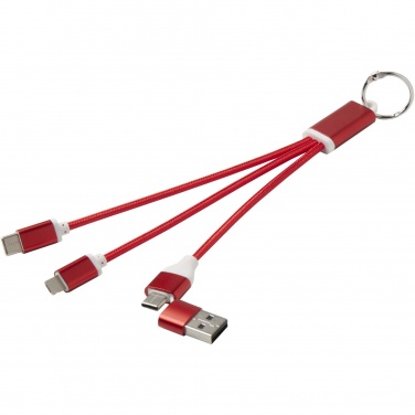 Logo trade promotional giveaway photo of: Metal 4-in-1 recycled aluminium charging cable with keychain