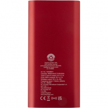 Logo trade corporate gift photo of: Juice 8000 mAh Type-C recycled aluminium wireless power bank
