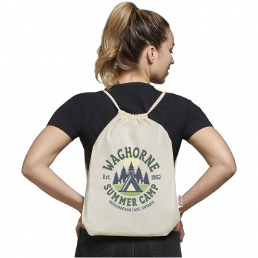 Logo trade promotional product photo of: Oregon 140 g/m² GRS recycled cotton drawstring bag