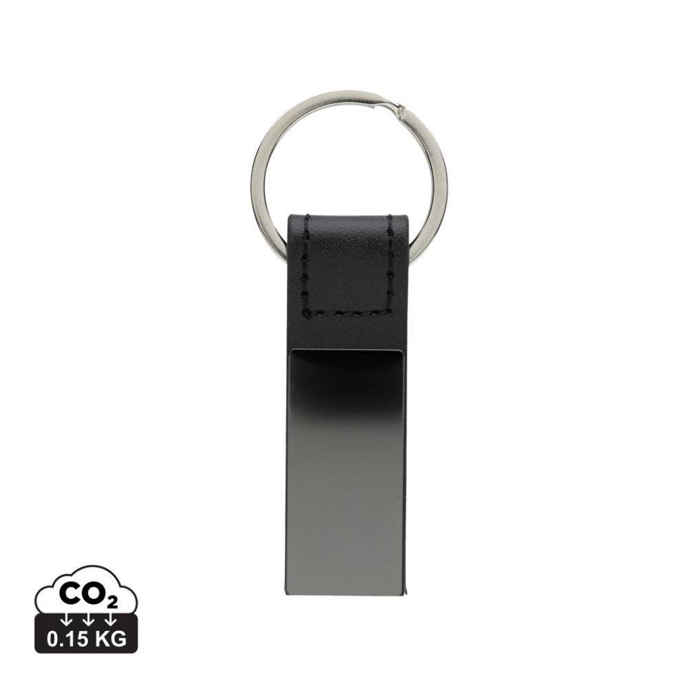Logo trade promotional gifts picture of: Luxury PU keychain RCS recycled zinc alloy