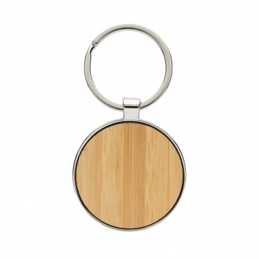 Logotrade promotional gift picture of: RCS recycled zinc alloy round keychain with bamboo