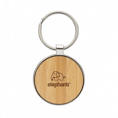 Logo trade promotional gifts picture of: RCS recycled zinc alloy round keychain with bamboo