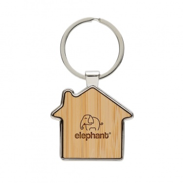 Logotrade promotional giveaway image of: RCS recycled zinc alloy house keychain with bamboo