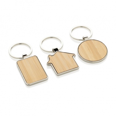 Logo trade advertising products image of: RCS recycled zinc alloy house keychain with bamboo