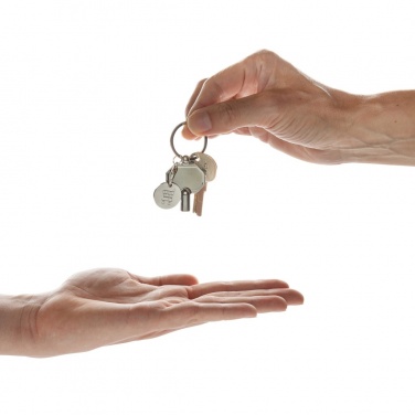 Logo trade promotional merchandise photo of: RCS recycled zinc alloy radiator key keychain with coin