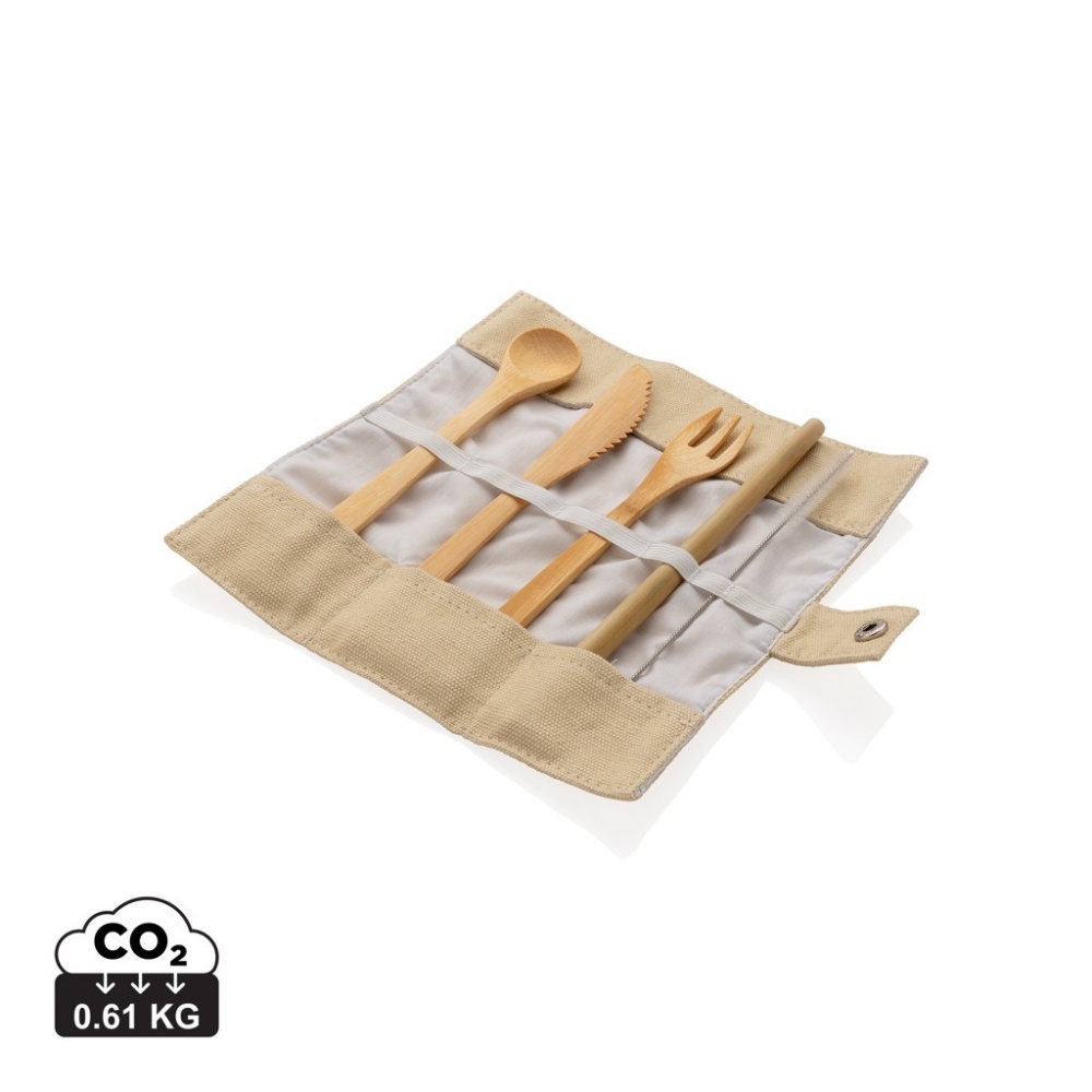Logotrade promotional gift image of: Reusable bamboo travel cutlery set