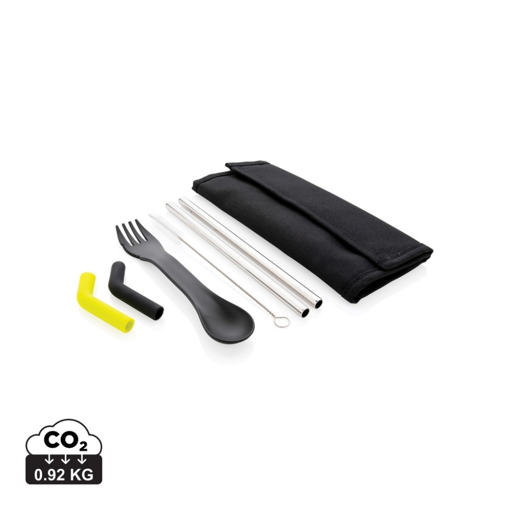 Logotrade promotional giveaway picture of: Tierra 2pcs straw and cutlery set in pouch