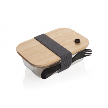 Logo trade promotional giveaways picture of: Glass lunchbox with bamboo lid