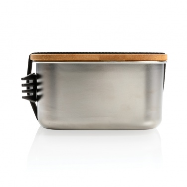 Logo trade promotional merchandise photo of: Stainless steel lunchbox with bamboo lid and spork