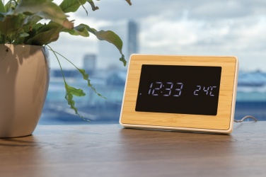 Logo trade promotional giveaways image of: Utah RCS recycled plastic and bamboo LED clock