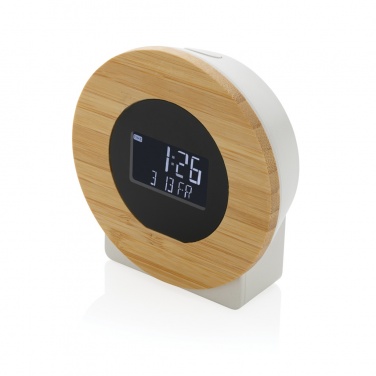Logotrade promotional item picture of: Utah RCS rplastic and bamboo LCD desk clock