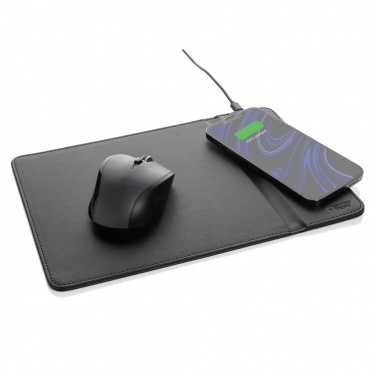 Logo trade promotional item photo of: Swiss Peak RCS recycled PU 10W wireless charging mousepad