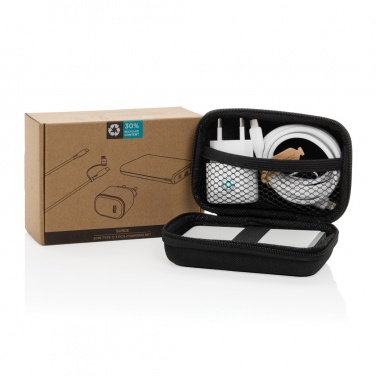 Logo trade advertising products picture of: Surge RCS recyled PET 20W type C 3 pcs charging set