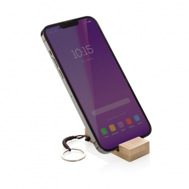 Logotrade promotional product image of: Standkey bamboo keychain phone stand