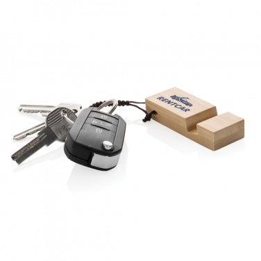 Logo trade promotional merchandise photo of: Standkey bamboo keychain phone stand