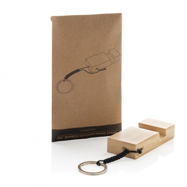 Logotrade promotional merchandise image of: Standkey bamboo keychain phone stand