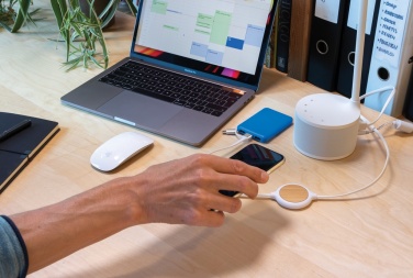 Logotrade advertising product picture of: 3-in-1 cable with 5W bamboo wireless charger