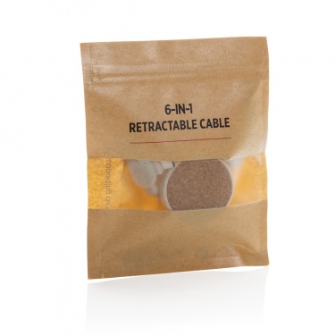 Logo trade promotional items image of: Cork and Wheat 6-in-1 retractable cable