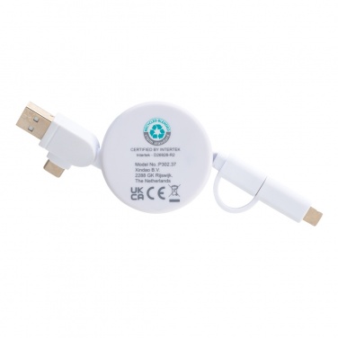 Logo trade promotional giveaways picture of: RCS recycled plastic Ontario 6-in-1 retractable cable