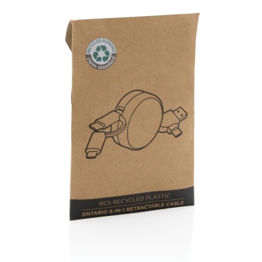 Logo trade business gift photo of: RCS recycled plastic Ontario 6-in-1 retractable cable