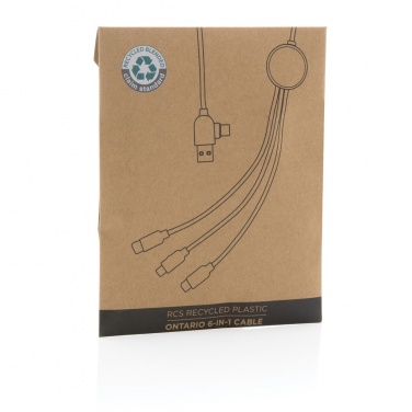 Logotrade corporate gift image of: RCS recycled plastic Ontario 6-in-1 cable